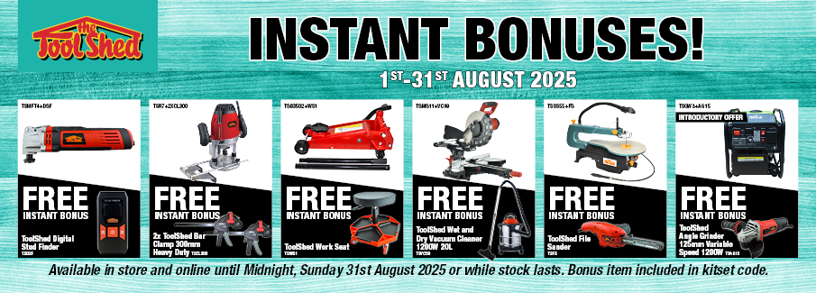 ToolShed Instant Bonuses August 2025
